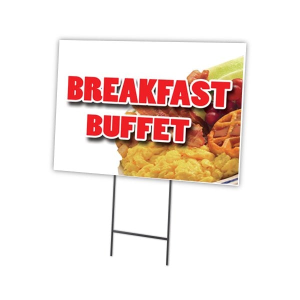 Breakfast Buffet Yard Sign & Stake outdoor plastic coroplast window, C-1824-DS-Breakfast Buffet